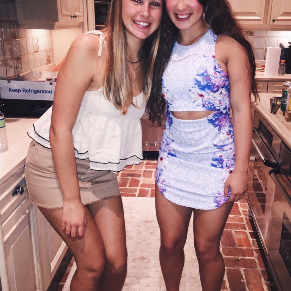 LF Purple Floral Cut Out Dress